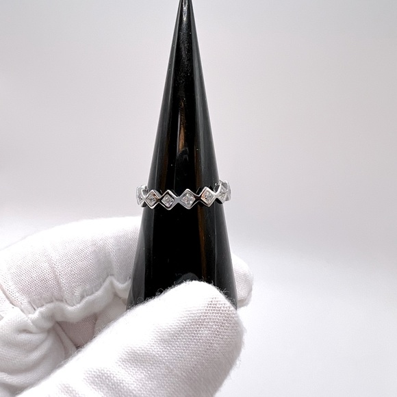 .925 Sterling Silver Rhodium Plated 4mm Cz Eternity Band - Picture 3 of 12